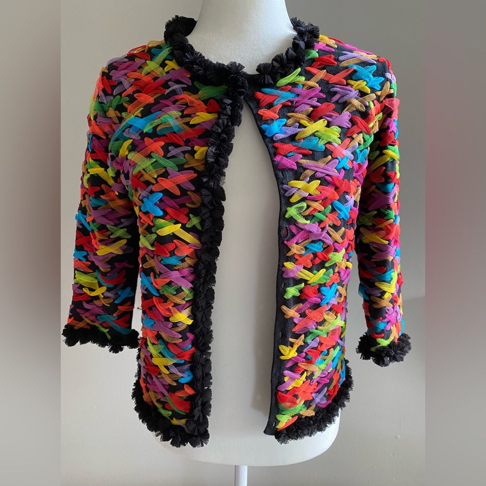 Colorful Ribbon Sweater by Michael Simon - Size Medium Petite